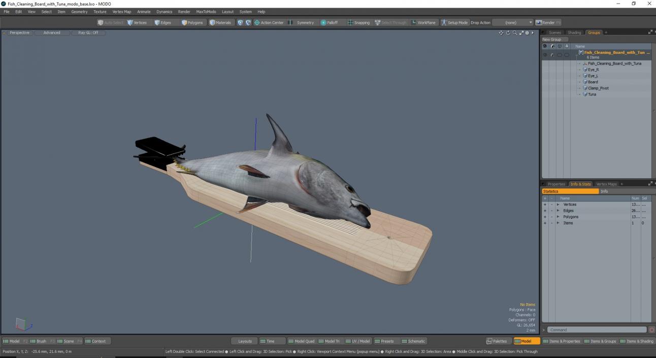 Fish Cleaning Board with Tuna 3D model