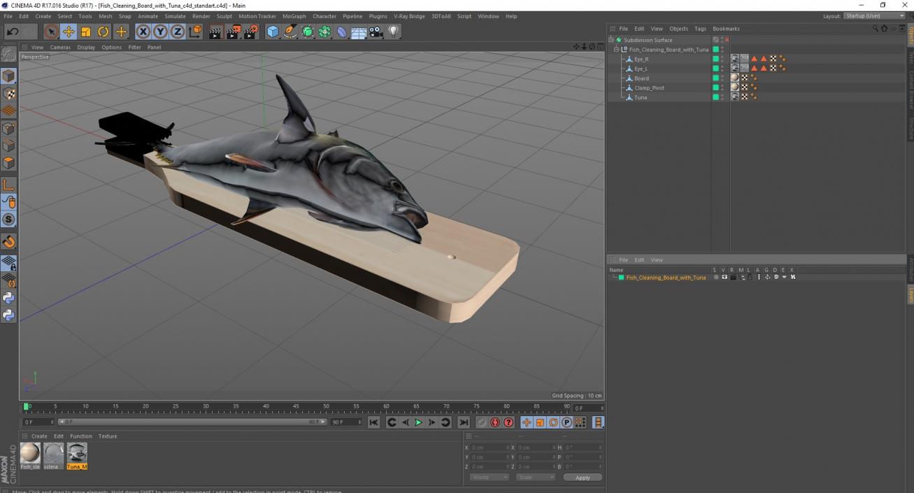 Fish Cleaning Board with Tuna 3D model