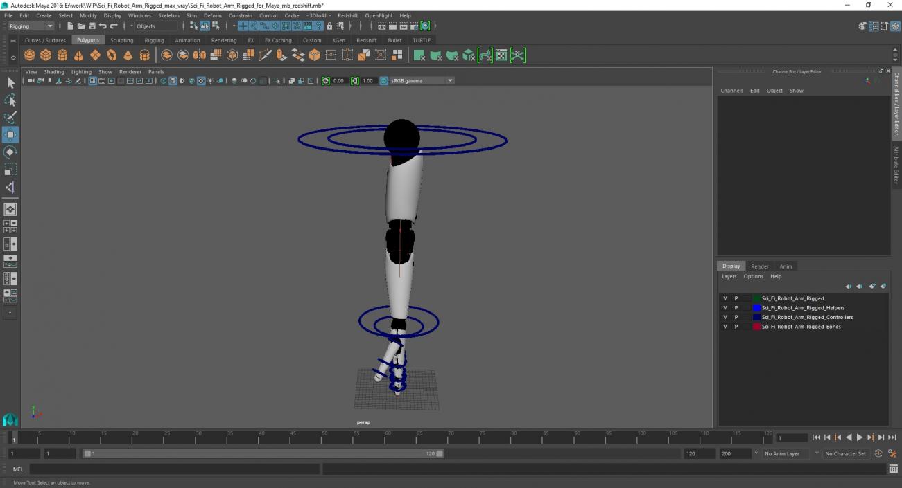 Sci Fi Robot Arm Rigged for Maya 3D