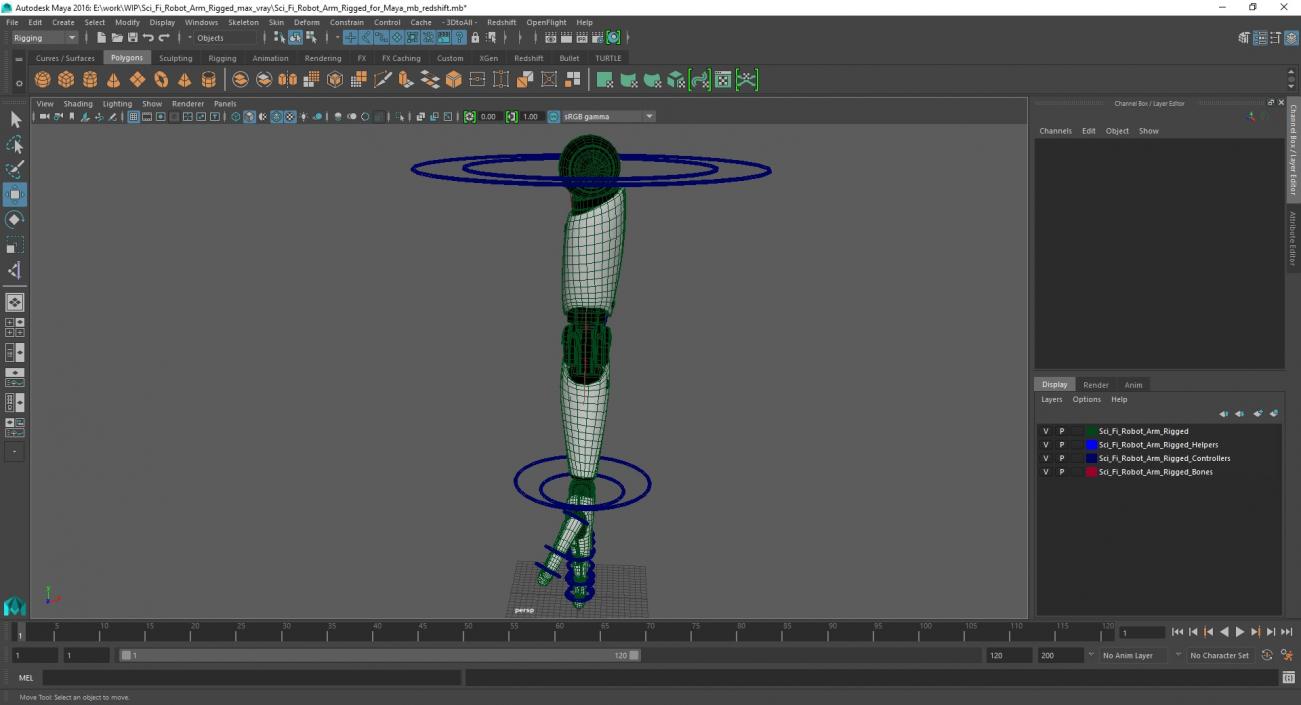 Sci Fi Robot Arm Rigged for Maya 3D