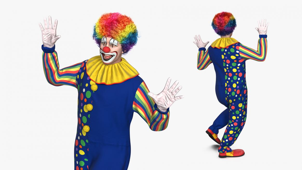 3D Funny Clown Costume Dancing Pose Fur