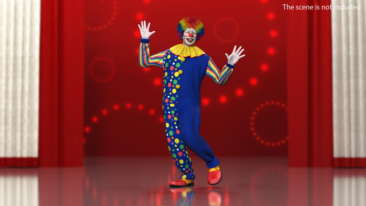 3D Funny Clown Costume Dancing Pose Fur