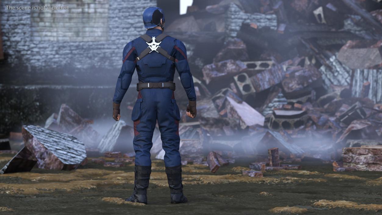 Character Captain America in Shabby Suit Rigged 3D