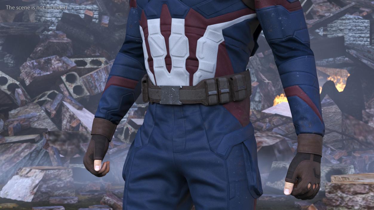 Character Captain America in Shabby Suit Rigged 3D