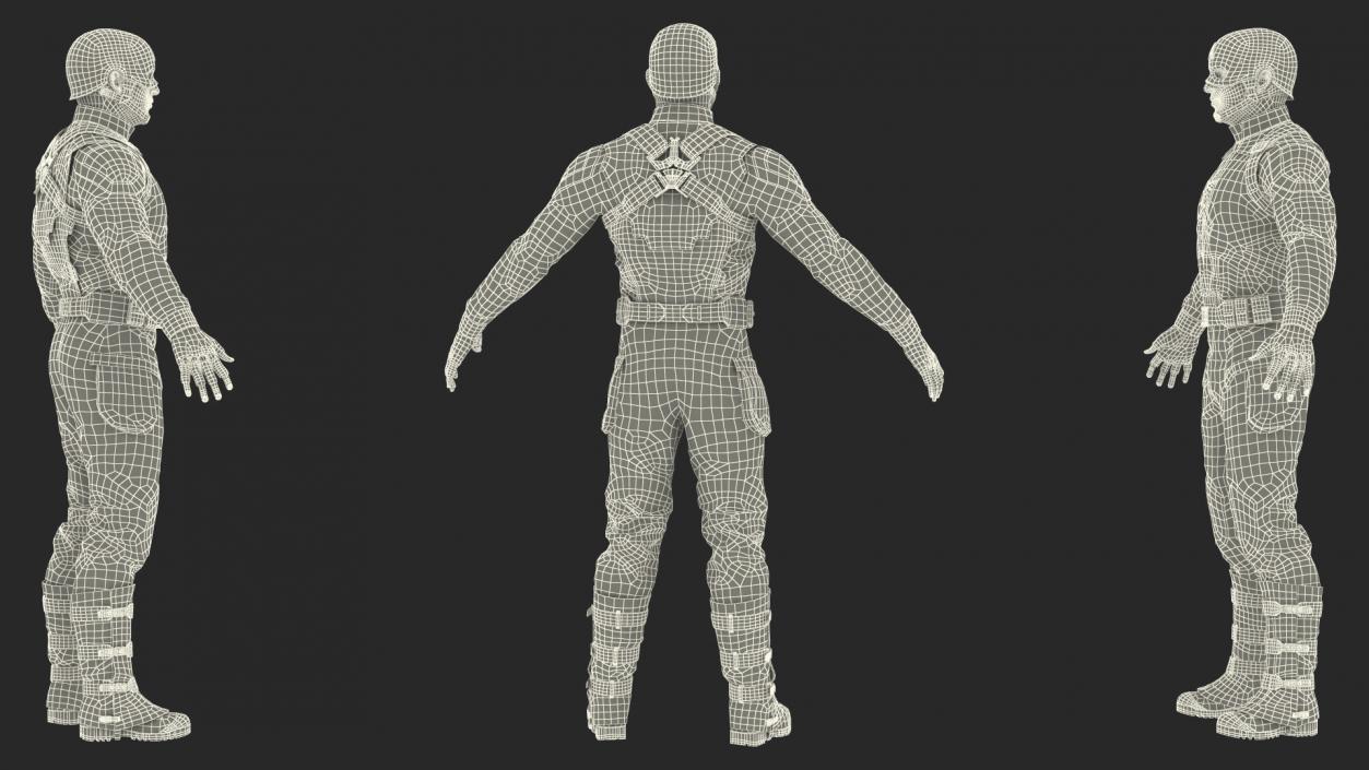 Character Captain America in Shabby Suit Rigged 3D