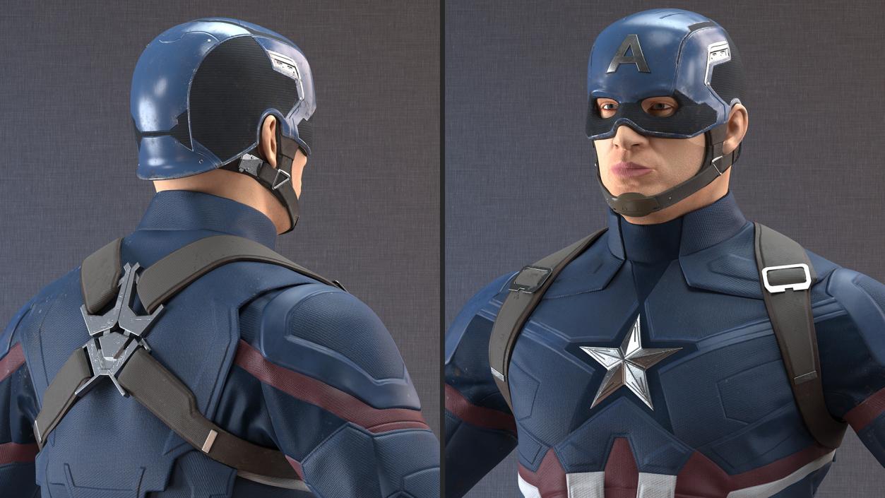 Character Captain America in Shabby Suit Rigged 3D