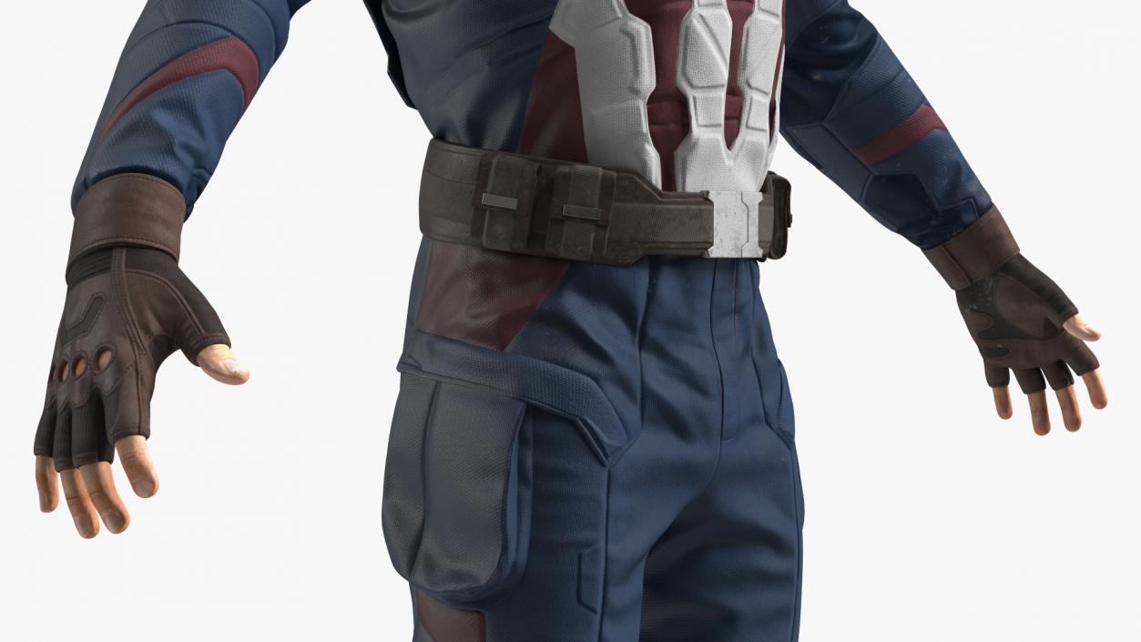 Character Captain America in Shabby Suit Rigged 3D