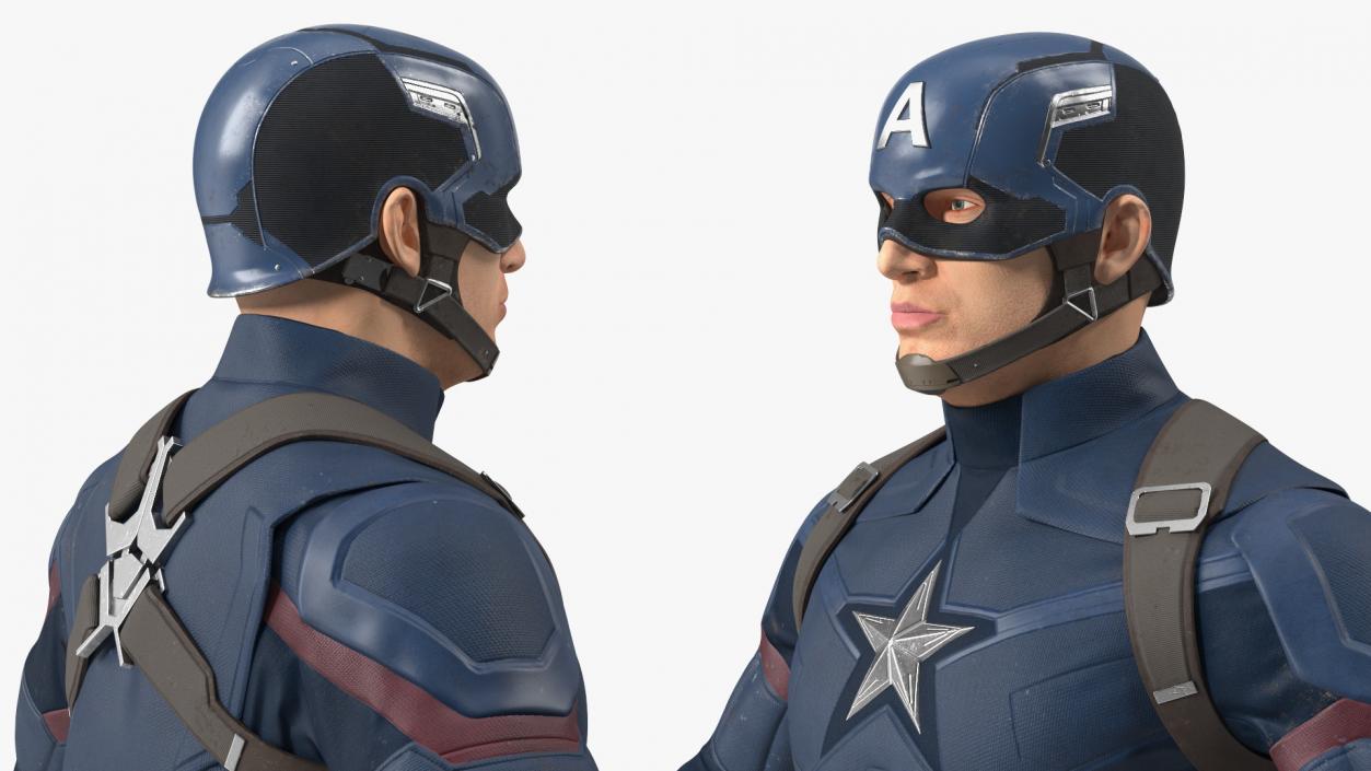 Character Captain America in Shabby Suit Rigged 3D