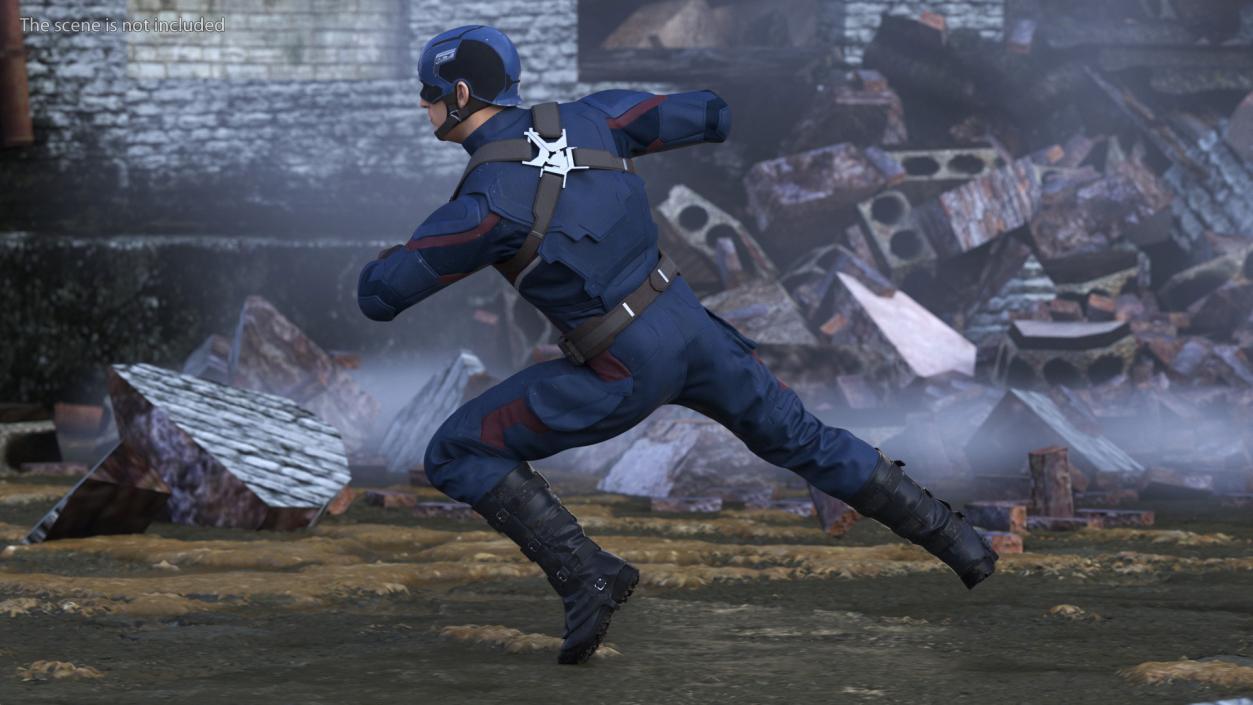 Character Captain America in Shabby Suit Rigged 3D