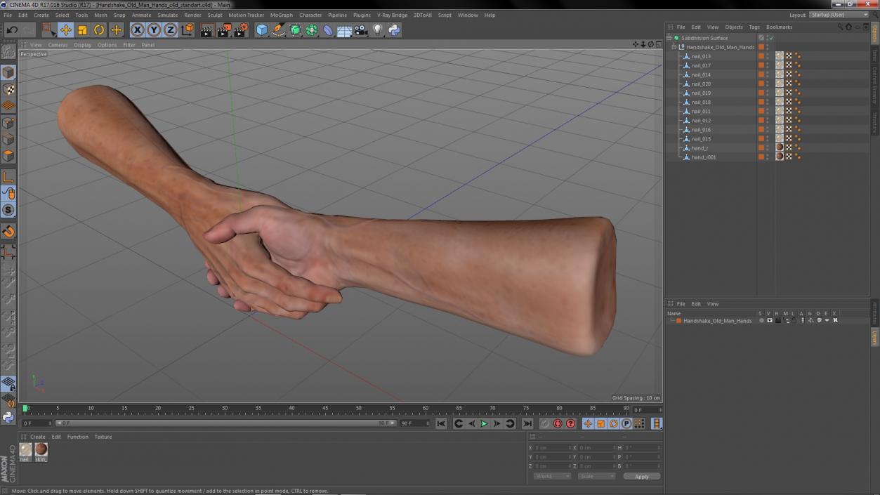 3D Handshake Old Man Hands model