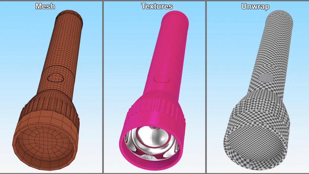 3D Police Security Pink Flashlight