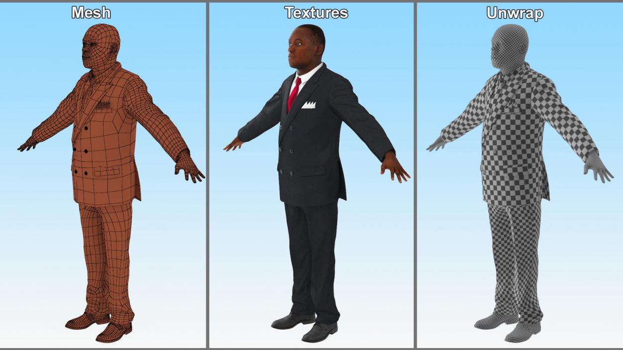 Handsome African American Businessman Rigged 3D model