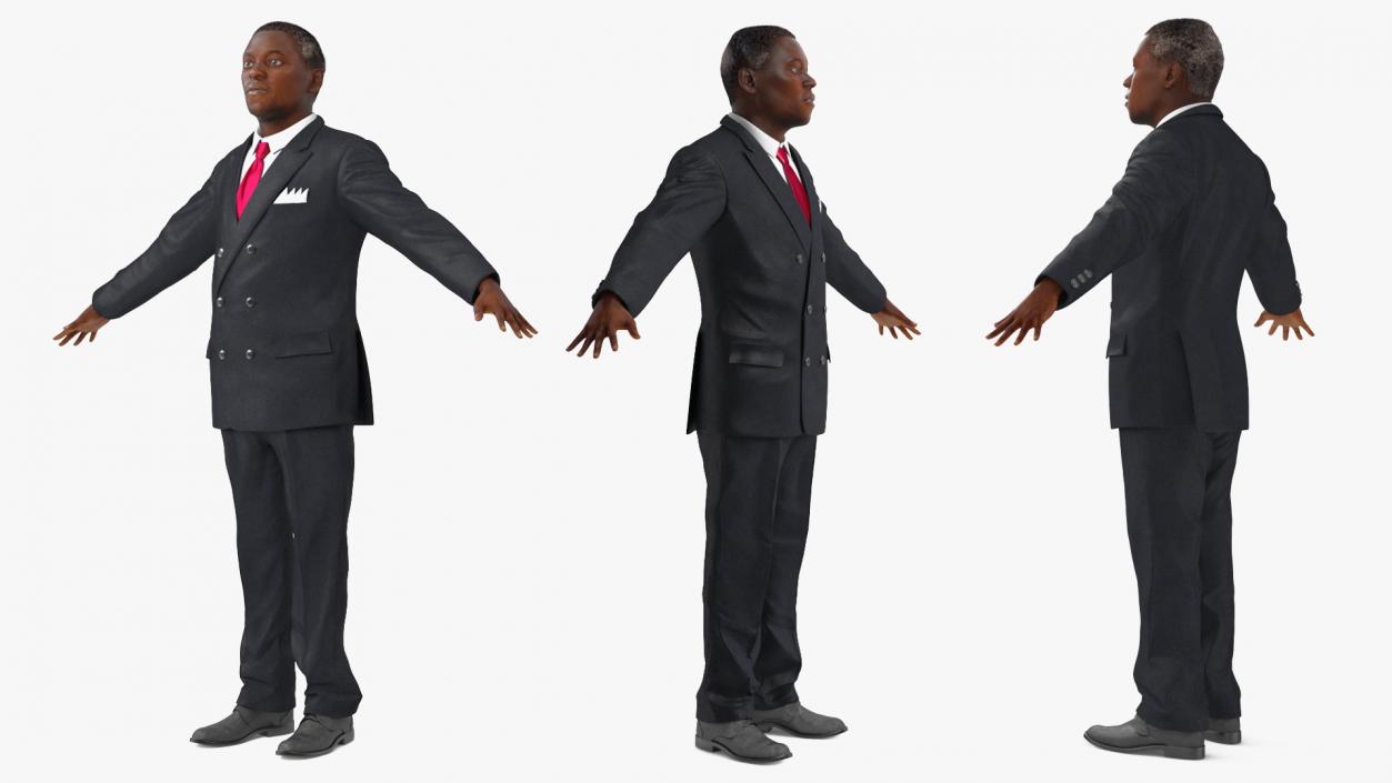 Handsome African American Businessman Rigged 3D model