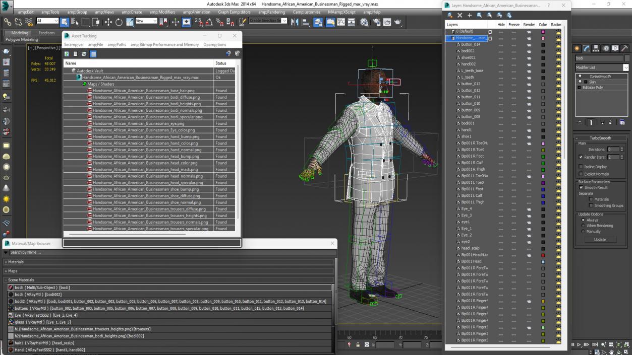 Handsome African American Businessman Rigged 3D model