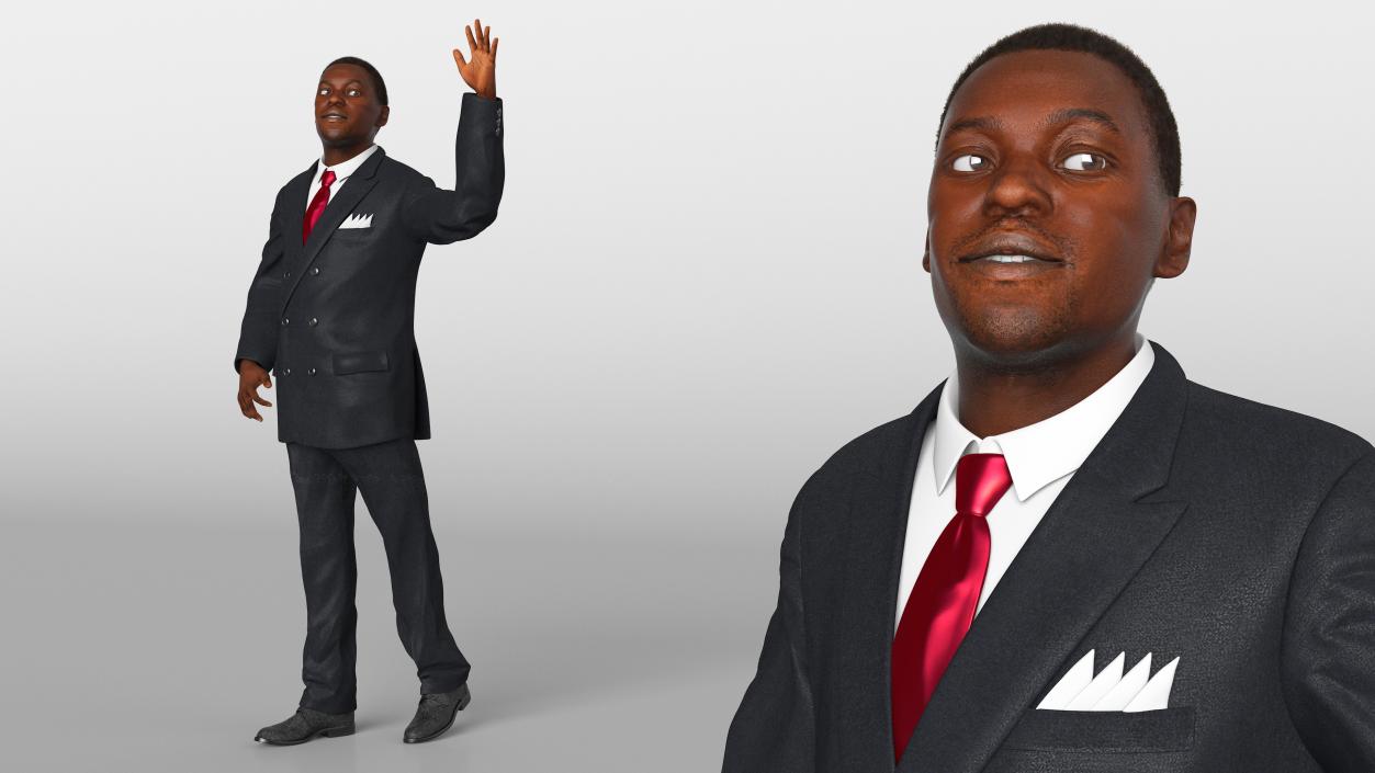 Handsome African American Businessman Rigged 3D model