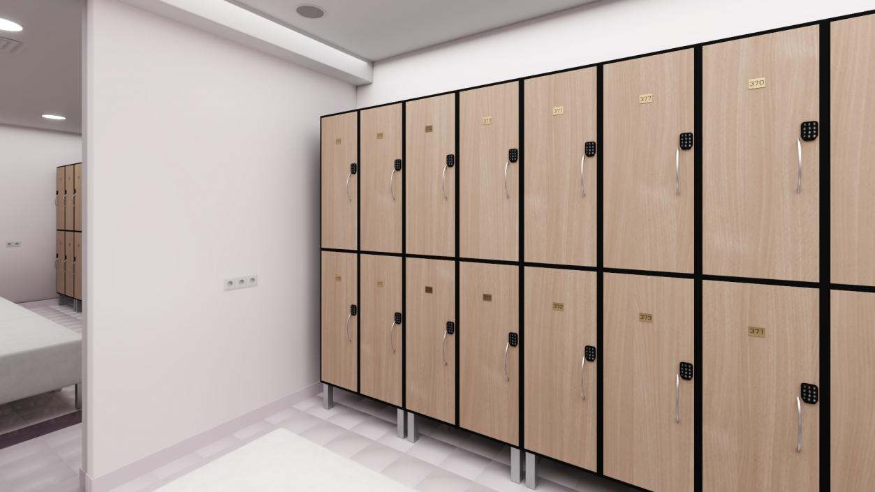 3D Modern Gym Locker Room Interior