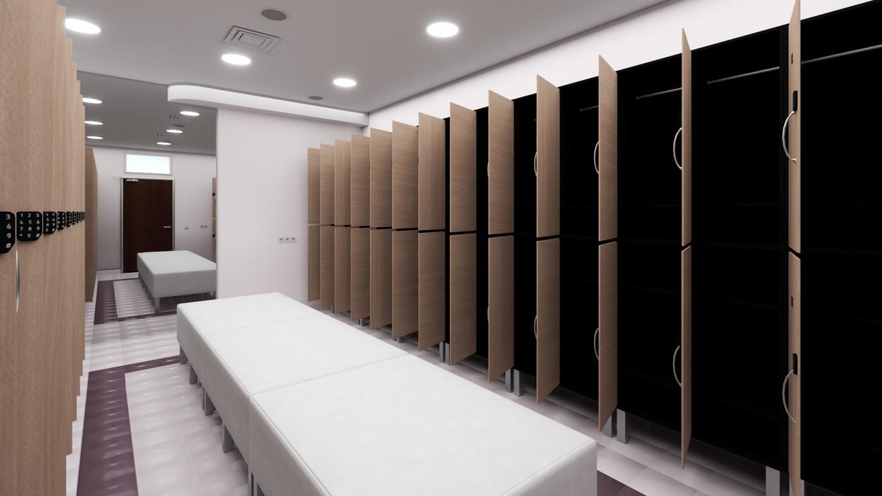 3D Modern Gym Locker Room Interior