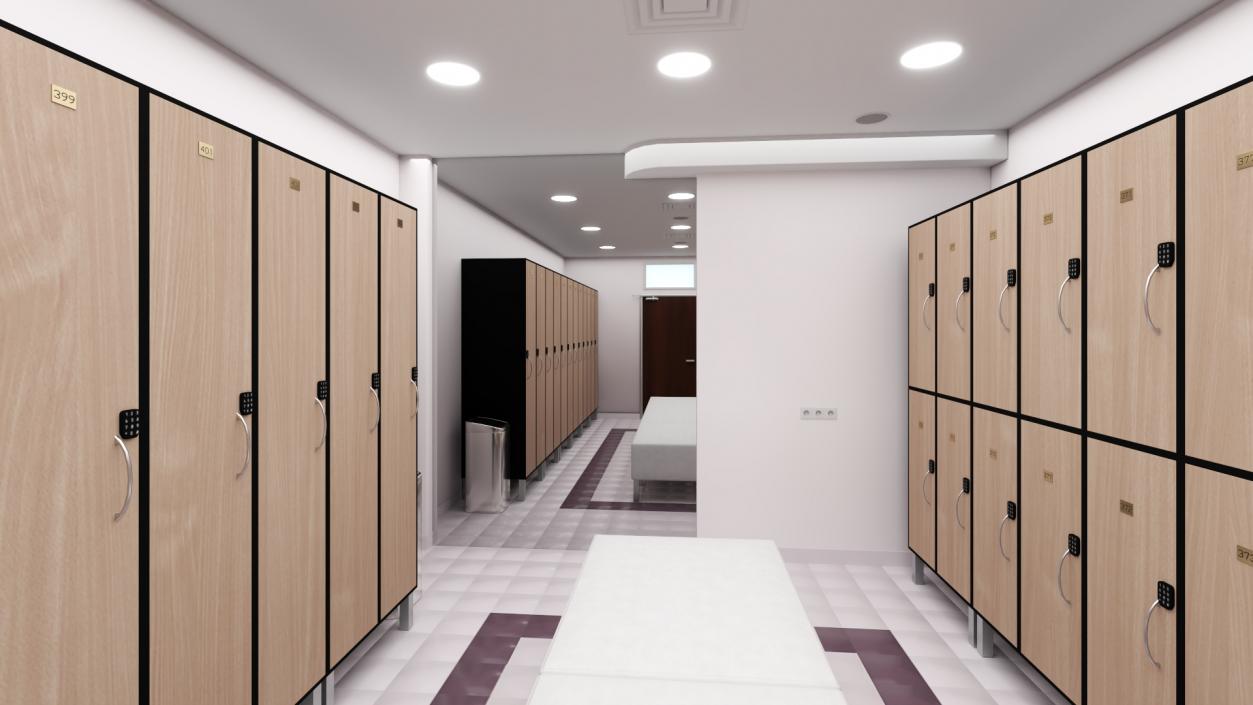 3D Modern Gym Locker Room Interior