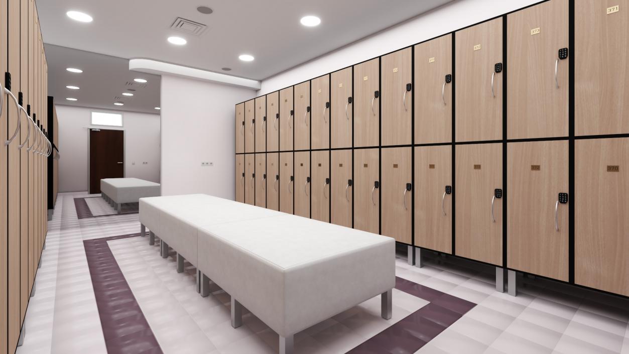 3D Modern Gym Locker Room Interior