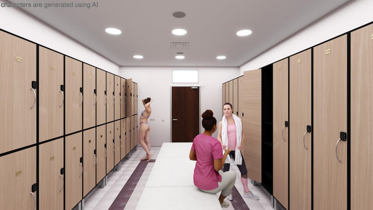 3D Modern Gym Locker Room Interior