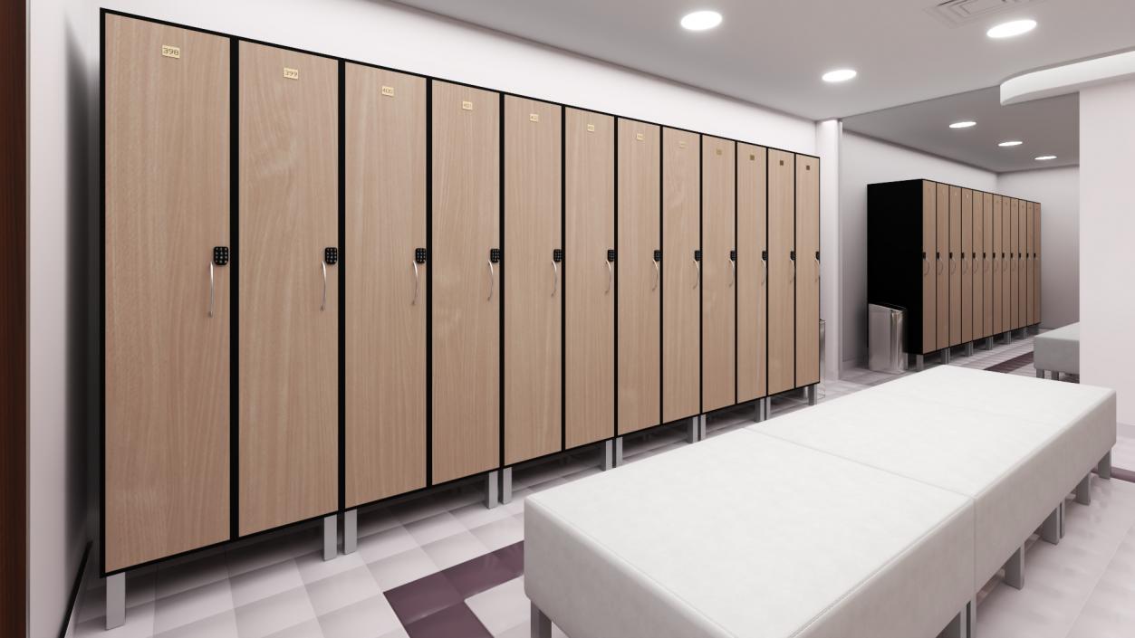 3D Modern Gym Locker Room Interior