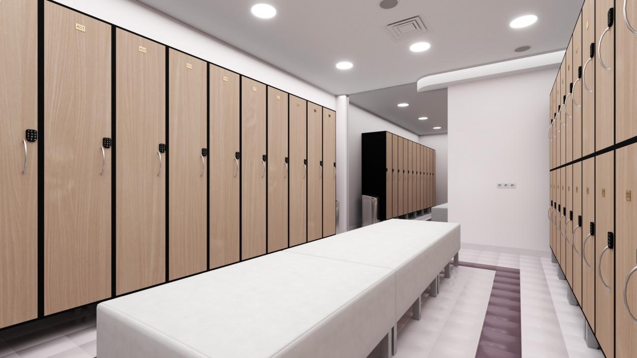 3D Modern Gym Locker Room Interior