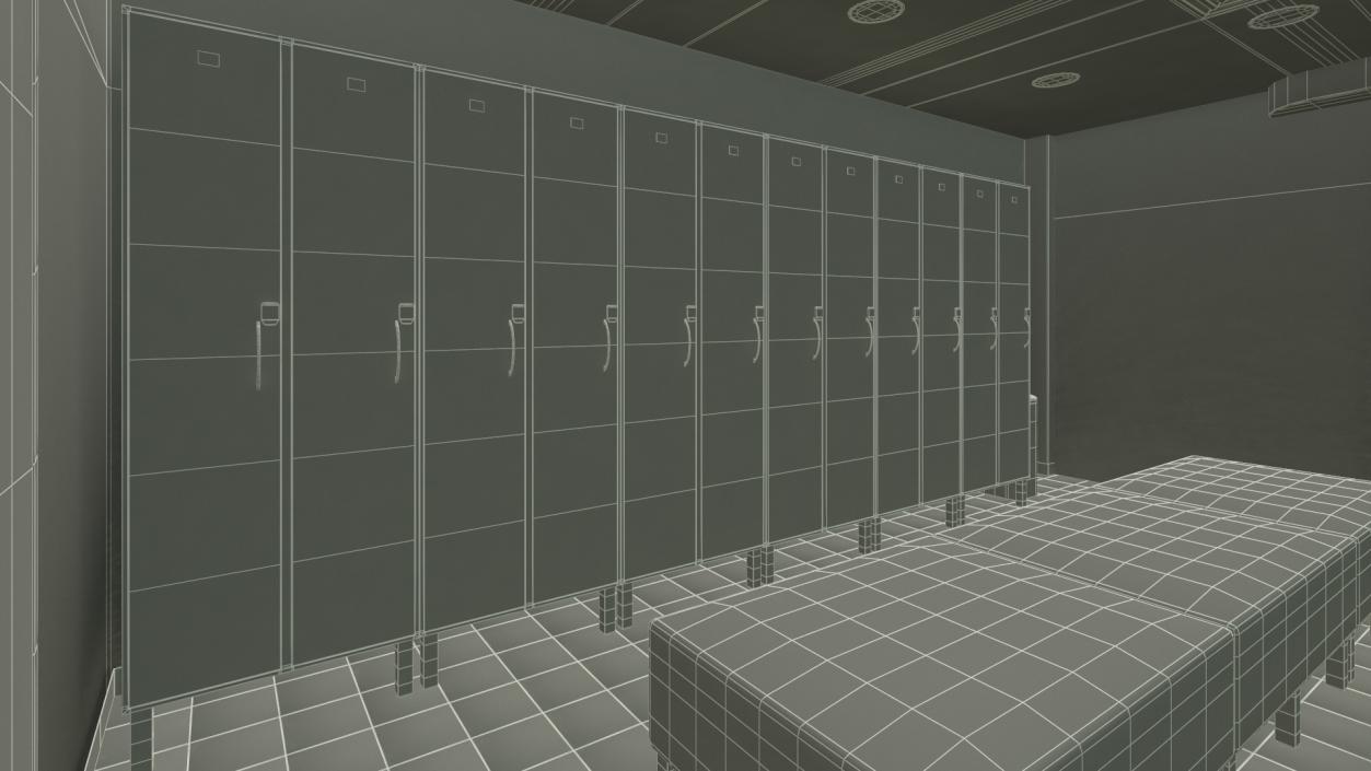 3D Modern Gym Locker Room Interior