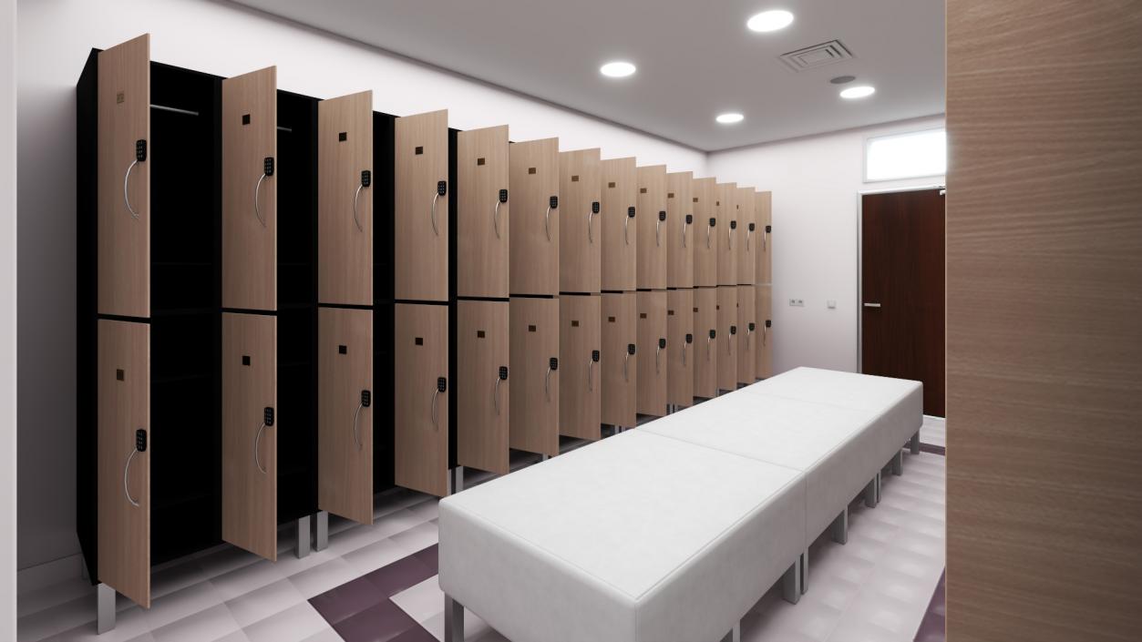 3D Modern Gym Locker Room Interior