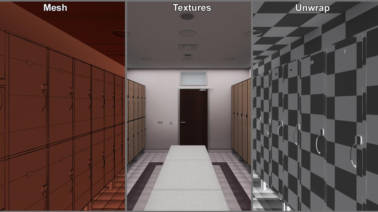 3D Modern Gym Locker Room Interior