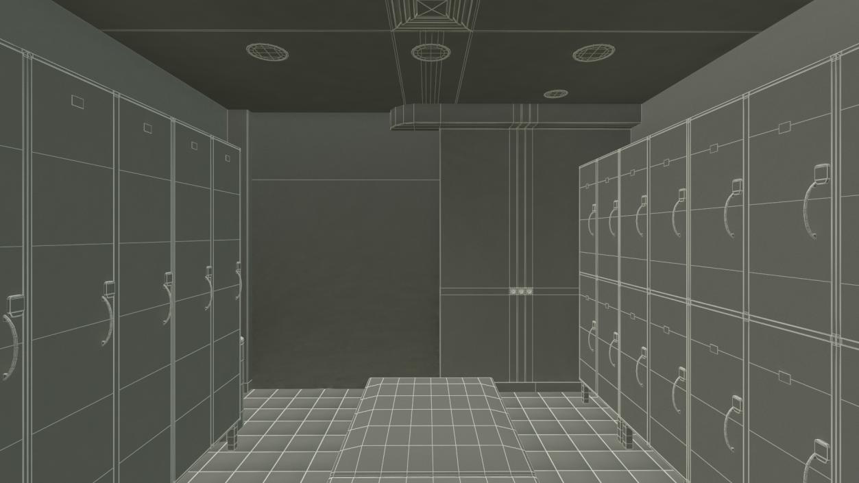 3D Modern Gym Locker Room Interior