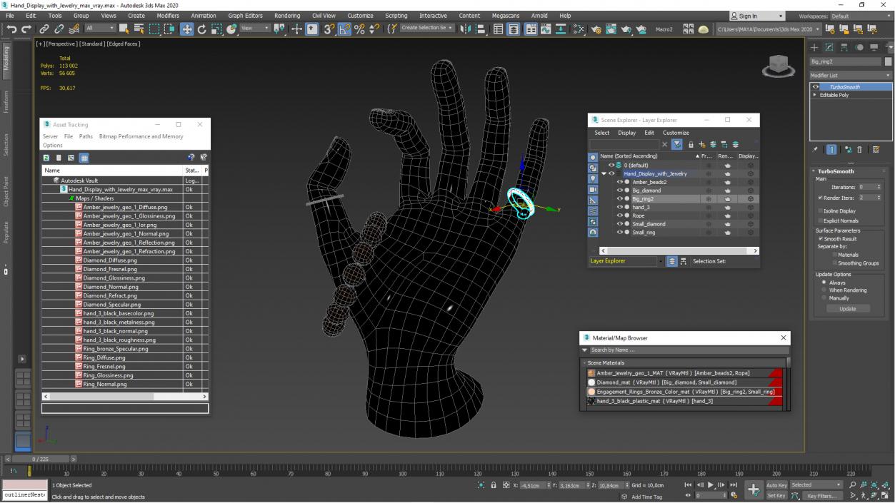 3D model Hand Display with Jewelry