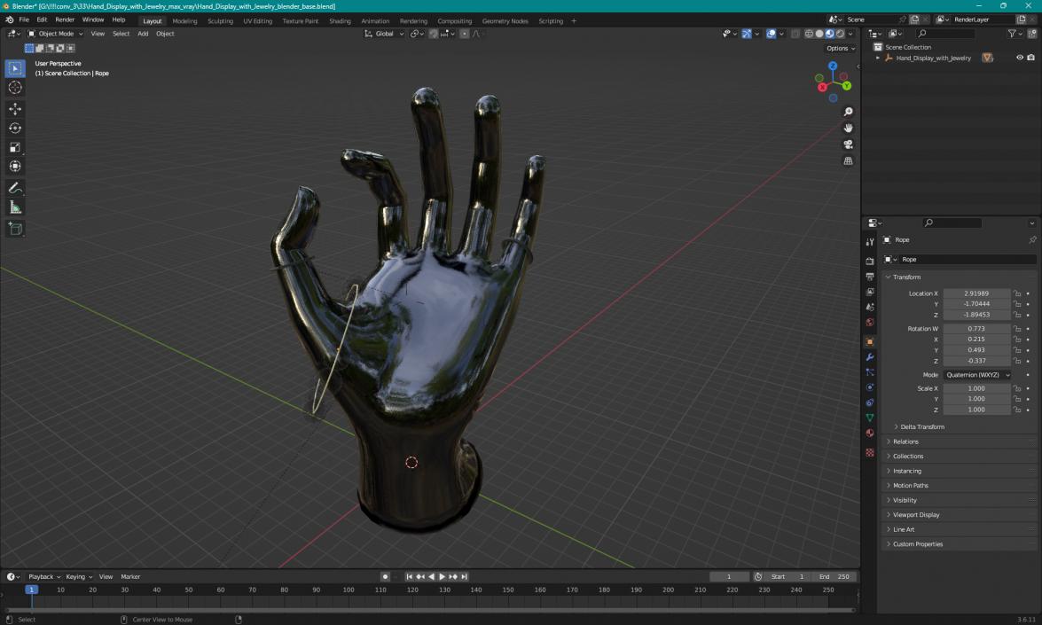 3D model Hand Display with Jewelry