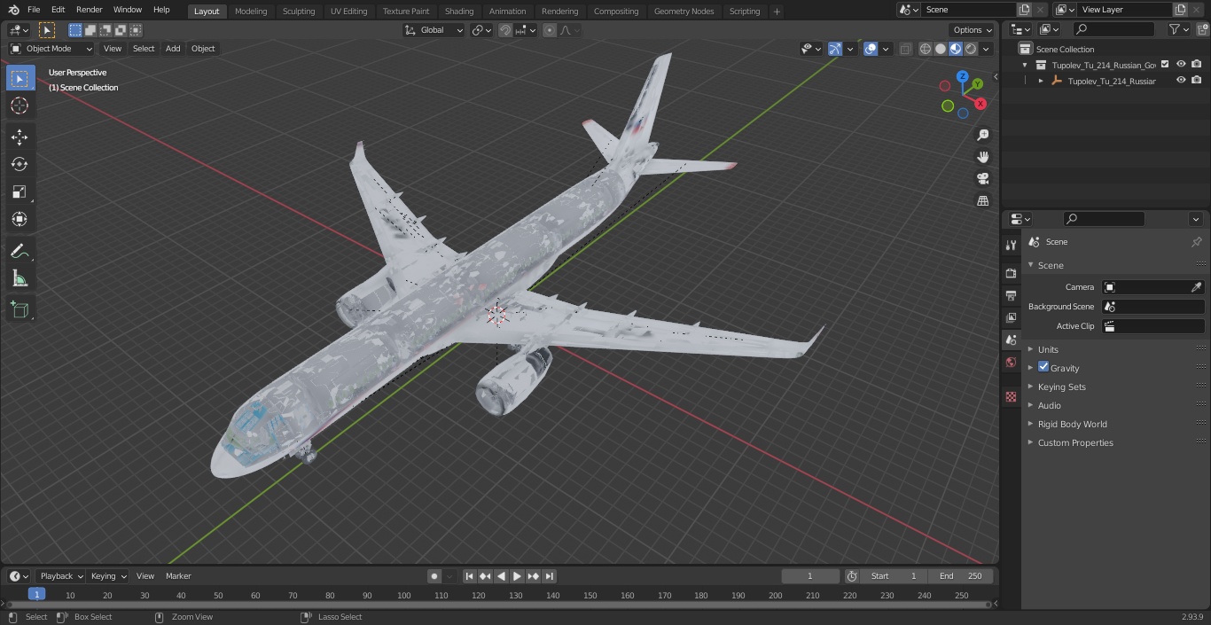 Tupolev Tu-214 Russian Government Airliner 3D