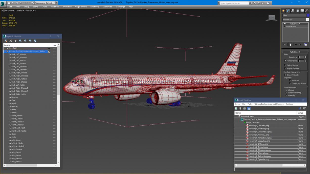 Tupolev Tu-214 Russian Government Airliner 3D