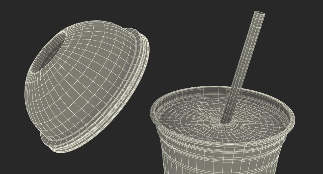 3D model Fresh Fruit Coctail in Plastic Cup with Straw