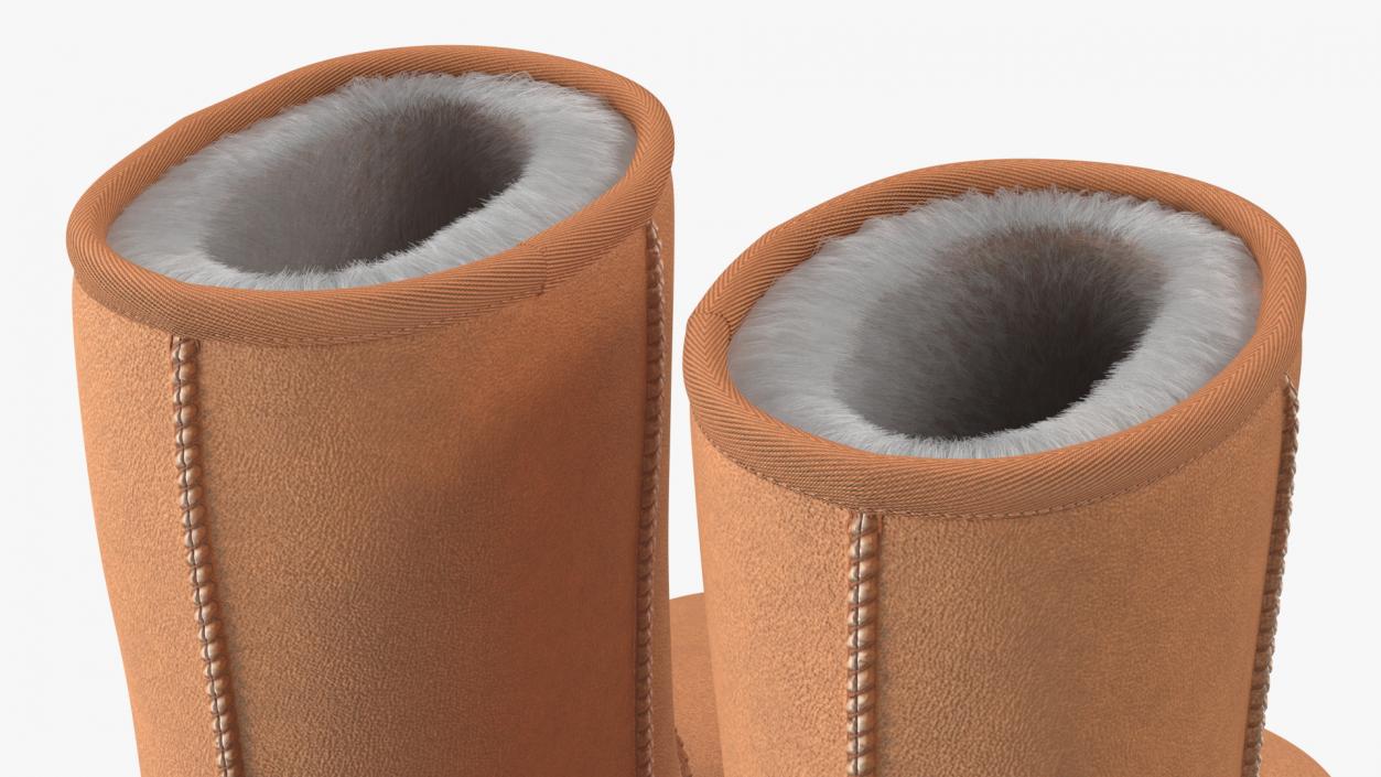 3D model Classic Short Leather Sheepskin Boots Fur Chestnut