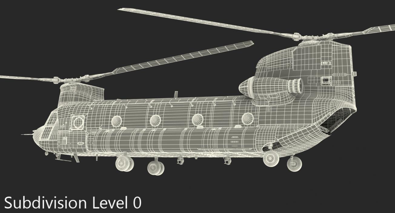 3D Transport Helicopter CH-47 Chinook Rigged