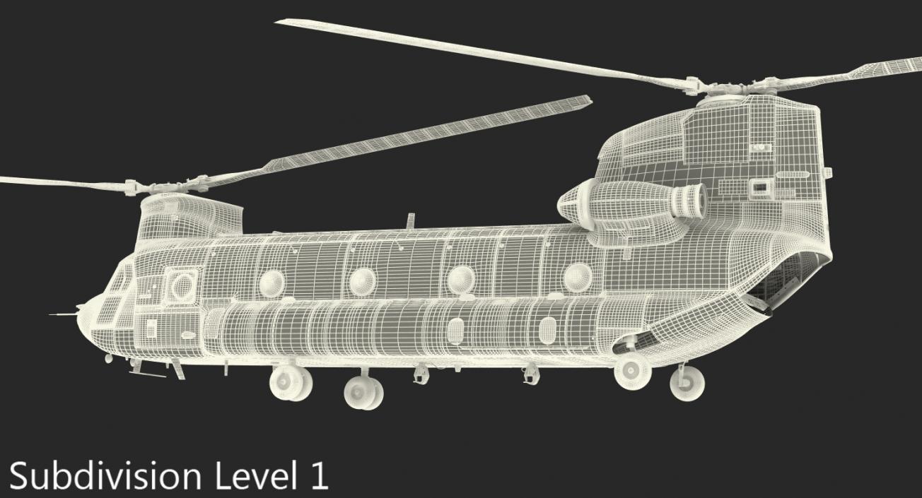 3D Transport Helicopter CH-47 Chinook Rigged