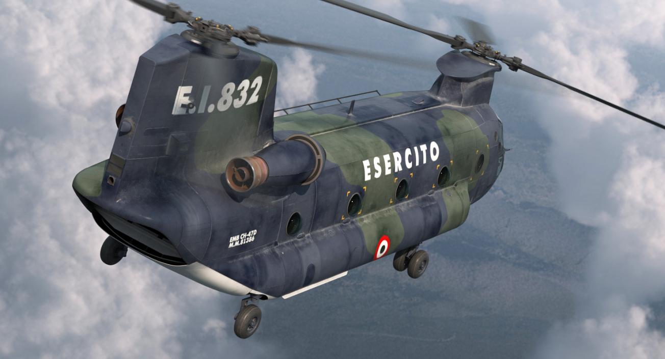 3D Transport Helicopter CH-47 Chinook Rigged