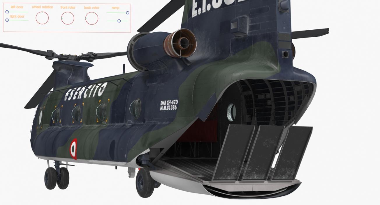 3D Transport Helicopter CH-47 Chinook Rigged