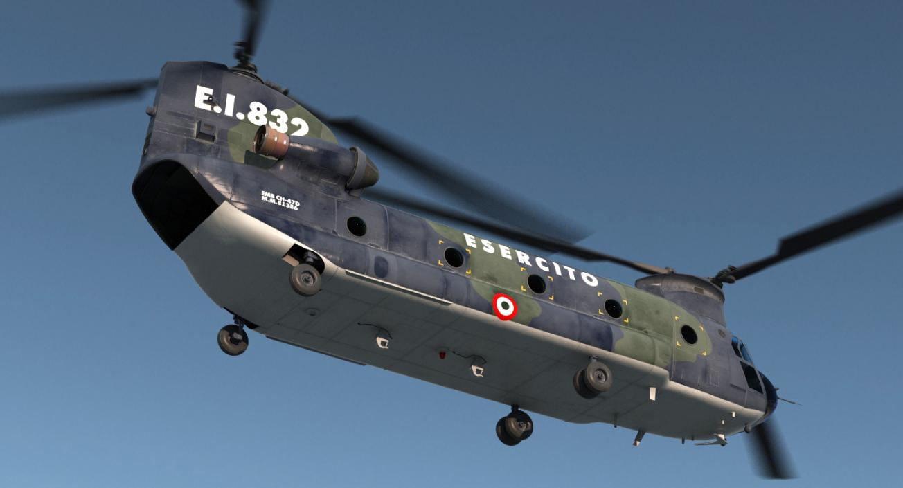 3D Transport Helicopter CH-47 Chinook Rigged