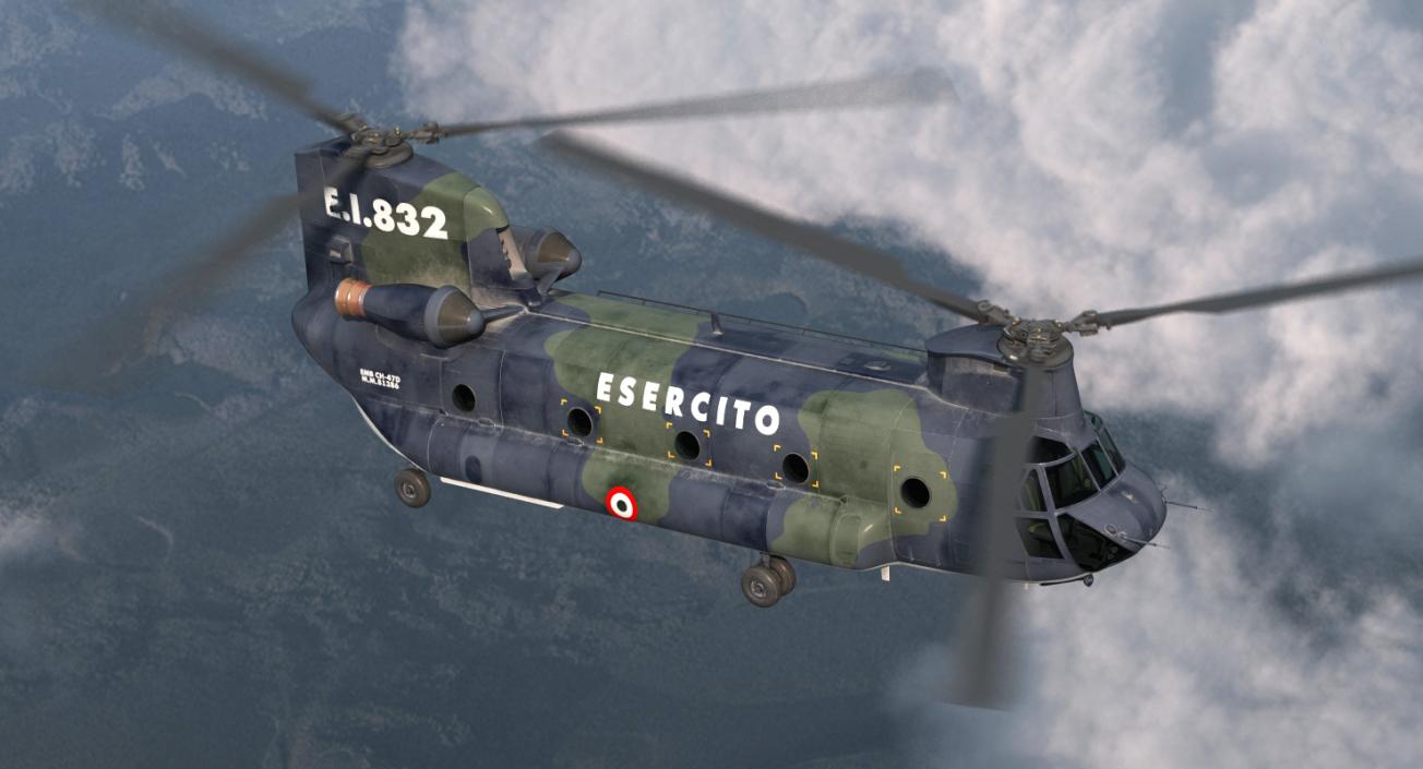 3D Transport Helicopter CH-47 Chinook Rigged