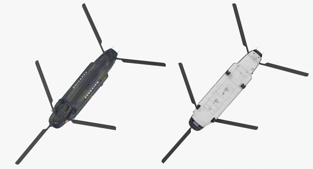 3D Transport Helicopter CH-47 Chinook Rigged