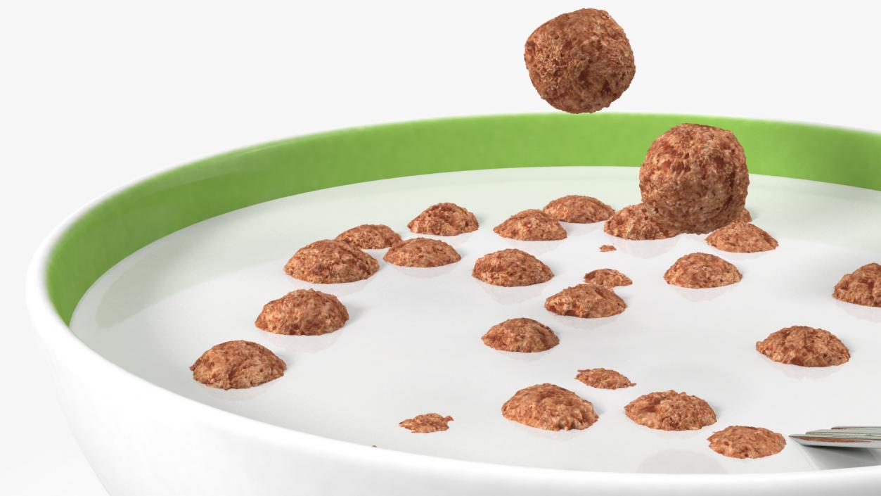 3D Chocolate Balls Falling into Bowl with Milk model