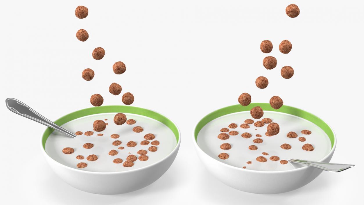 3D Chocolate Balls Falling into Bowl with Milk model