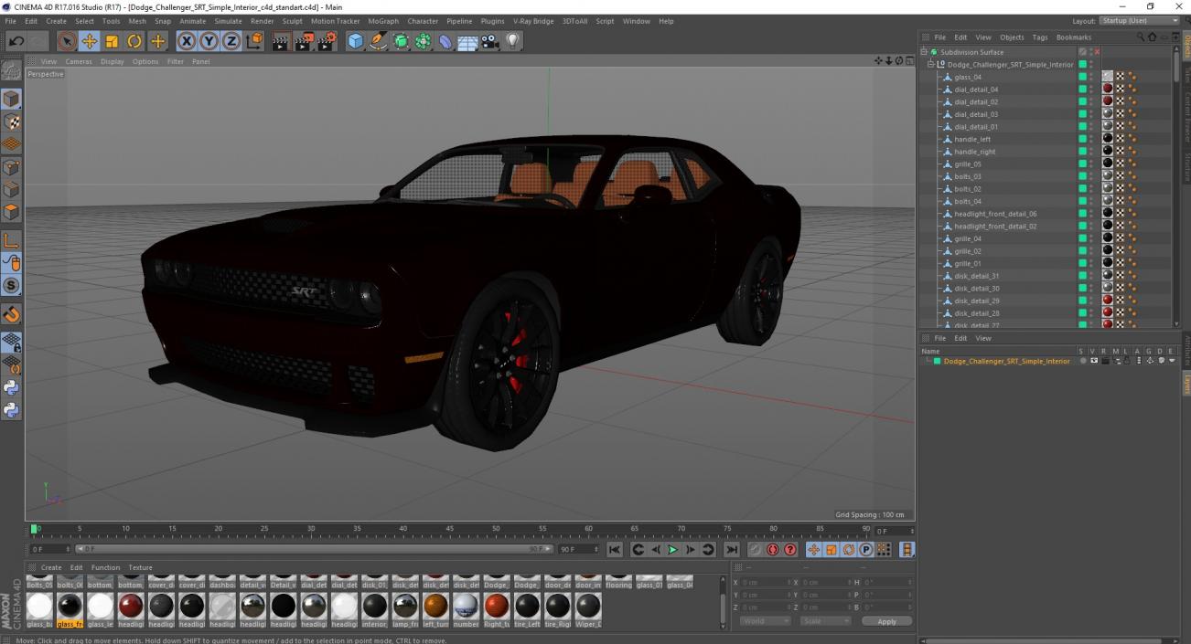 3D Dodge Challenger SRT Simple Interior