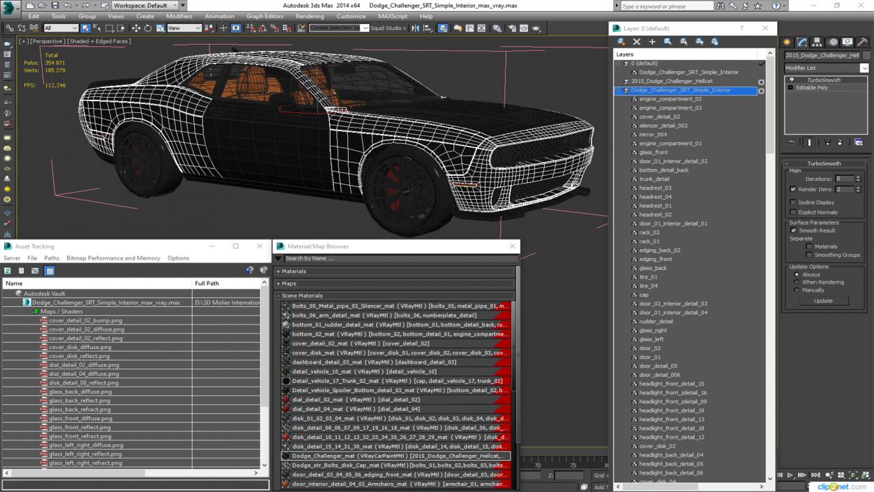 3D Dodge Challenger SRT Simple Interior