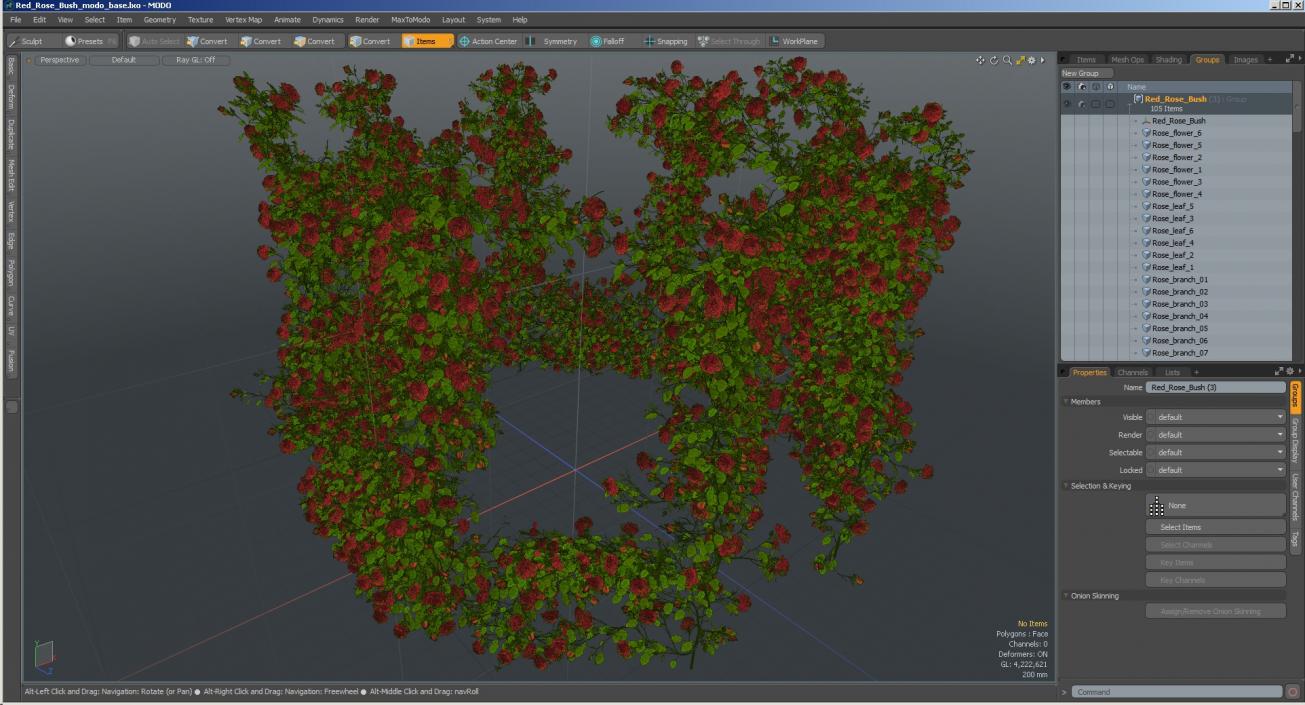 3D Red Rose Bush model