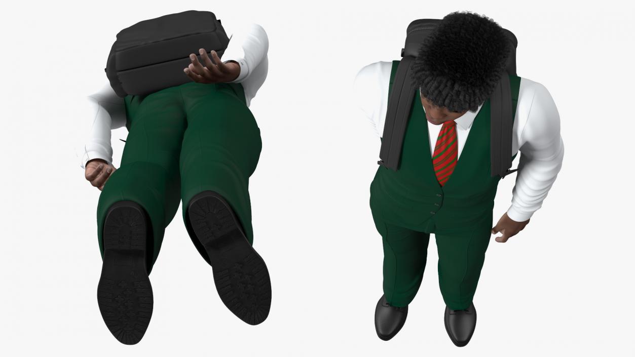 3D Black Teenager Dark Skin School Uniform Standing Pose model