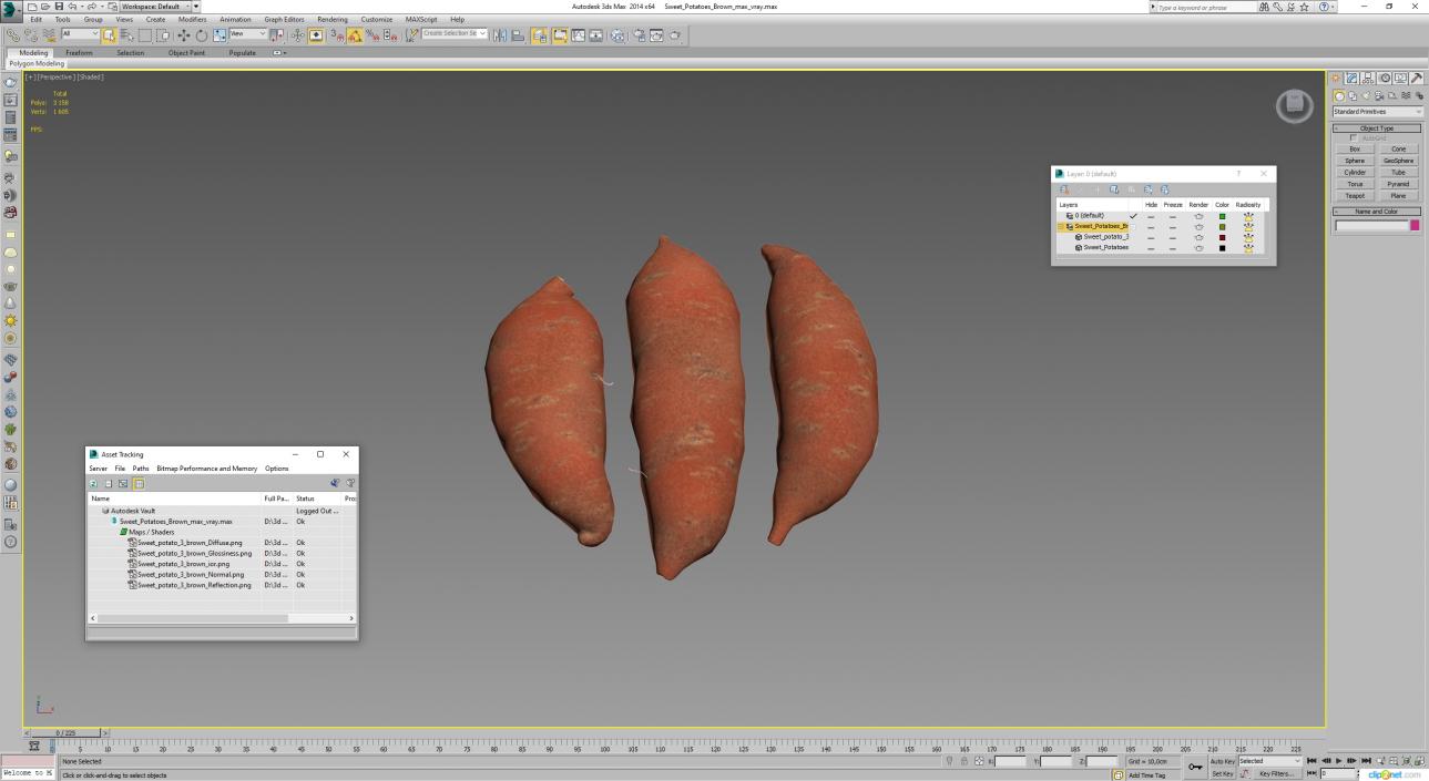 3D Sweet Potato Brown model